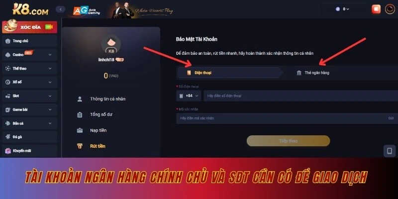 Tài khoản ngân hàng chính chủ và SĐT cần có để giao dịch